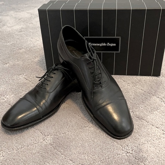 Zegna Black Leather Lace-up Oxford main image 4